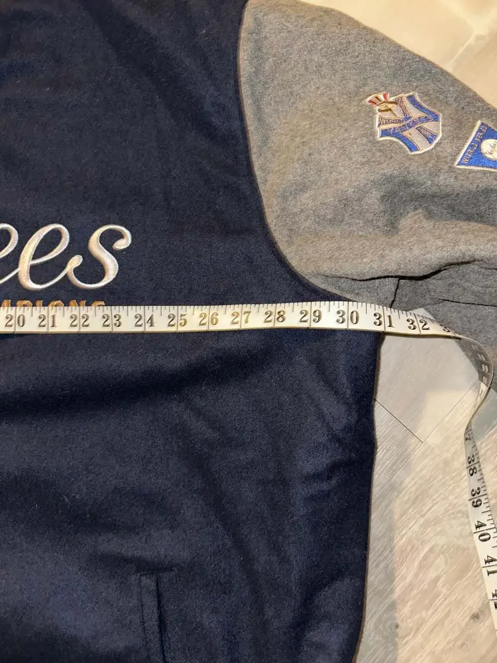 New York Yankees MLB World Series Champions Varsity Jacket with Patchwork Sleeve
